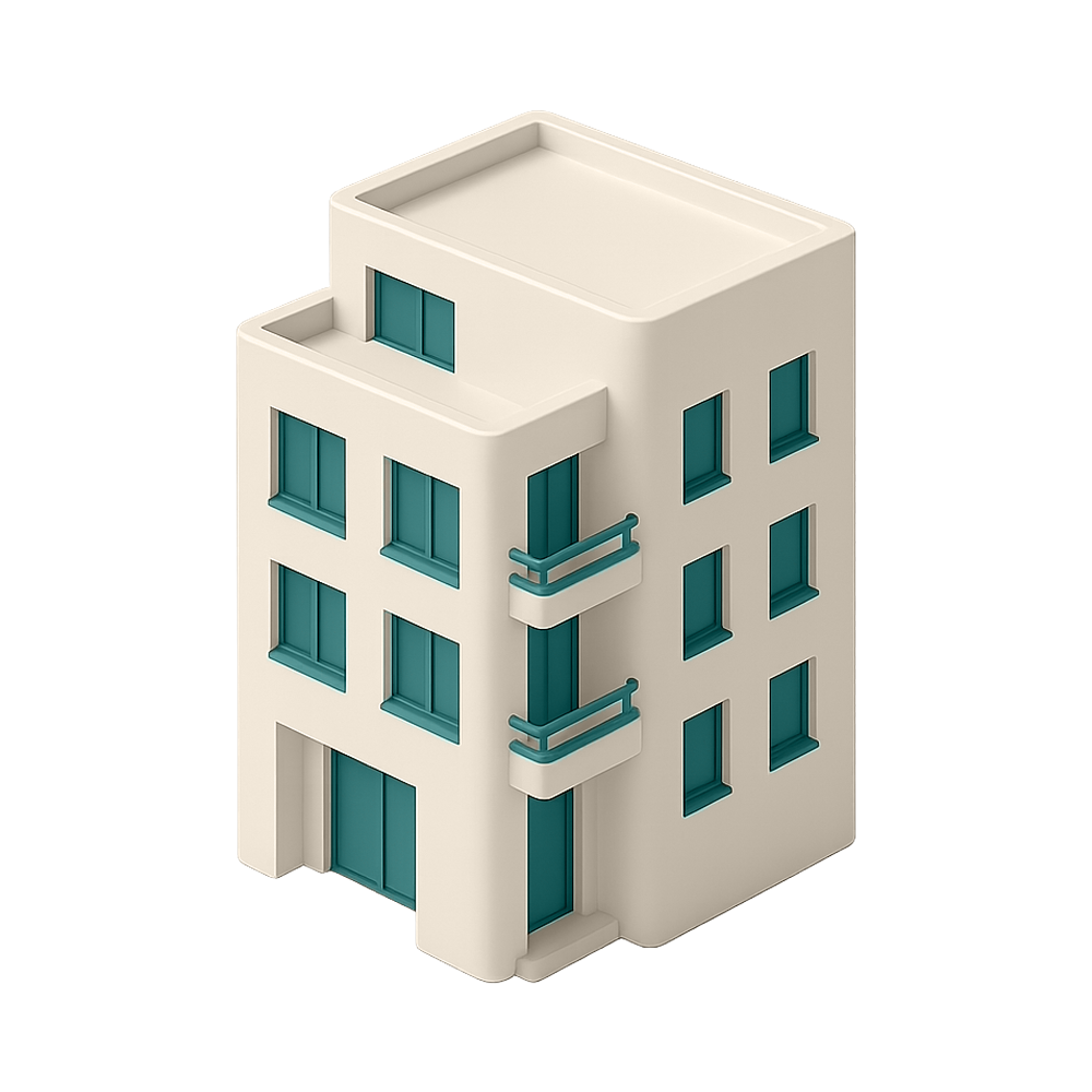Ilustración 3D de edificio moderno
