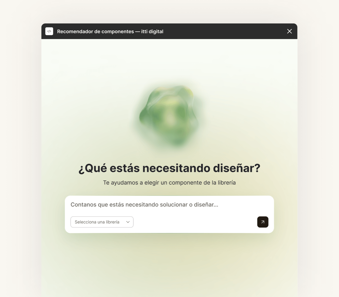Interfaz del recomendador de componentes de la librería